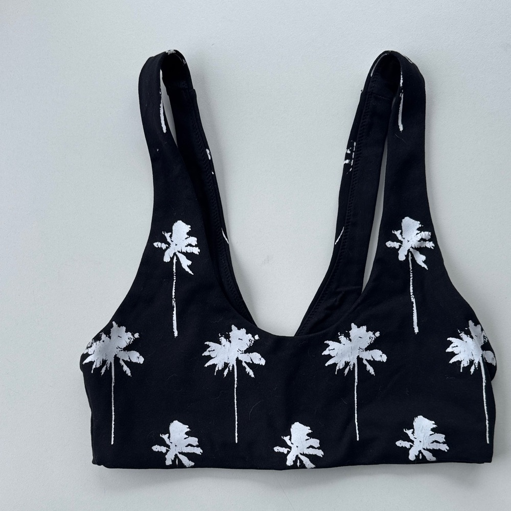 Black Palm Print Sports Bra
